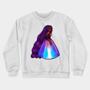 The best Gifts for black women 2022 - Afro Princess in purple braids  ! beautiful  black girl with Afro hair, brown eyes and dark brown skin. Black princess Crewneck Sweatshirt